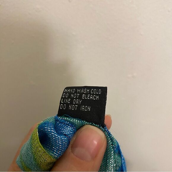 Green teal aqua mermaid Blue Kelly green lightweight metallic infinity scarf - Picture 8 of 10